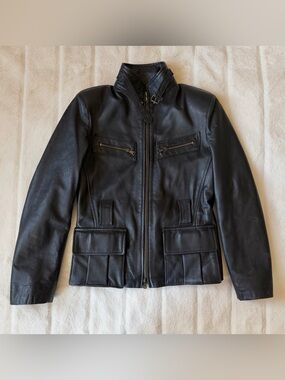 Vintage Genuine Leather Moto Jacket Black Size Small/Medium
